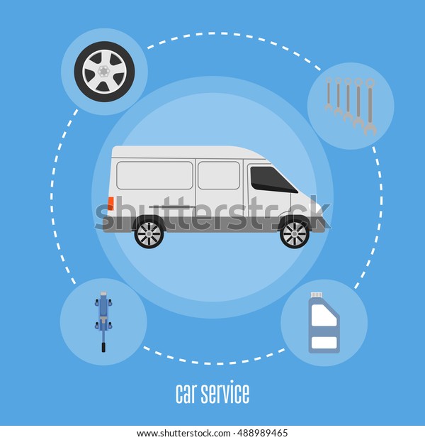 Car
repair service concept flat vector
illustration