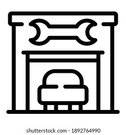 Car repair service icon. Outline car repair service vector icon for web design isolated on white background