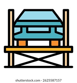 Car repair service icon. Outline car repair service vector icon color flat isolated
