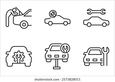 Car repair service icon set. Containing car mechanic, vector illustration on white background