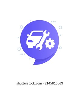 car repair service icon with wrench, vector