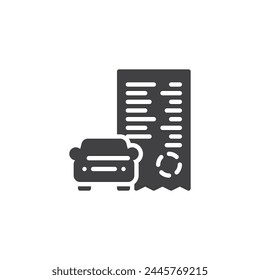 Car repair service invoice vector icon. filled flat sign for mobile concept and web design. Auto Service Invoice glyph icon. Symbol, logo illustration. Vector graphics