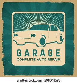 car repair service label on grunge background. vector eps10 illustration