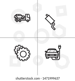 Car repair service lineal icon set. Transparent background.