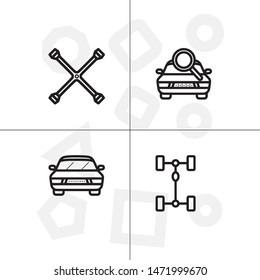 Car repair service lineal icon set. Transparent background.