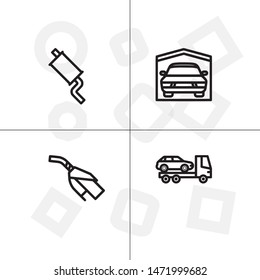 Car repair service lineal icon set. Transparent background.