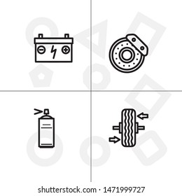 Car repair service lineal icon set. Transparent background.