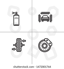 Car repair service lineal icon set. Transparent background.