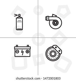 Car repair service lineal icon set. Transparent background.