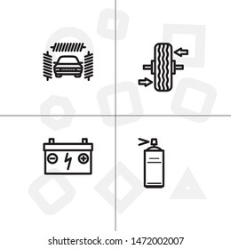 Car repair service lineal icon set. Transparent background.