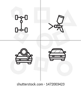 Car repair service lineal icon set. Transparent background.