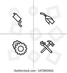 Car repair service lineal icon set. Transparent background.