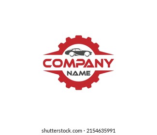 Car Repair Service Logo Design. Automotive Car, Gear And Garage Logotype Vector  Illustration.