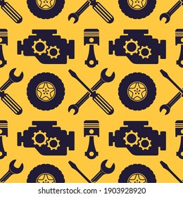 Car repair service seamless pattern. Vector illustration