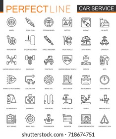 Car repair service thin line web icons set. Outline stroke icons design.