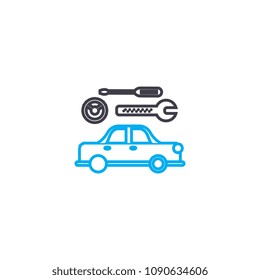 Car repair service vector thin line stroke icon. Car repair service outline illustration, linear sign, symbol concept.
