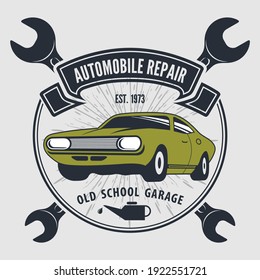 Car Repair Service Vintage Logo Design Stock Vector (Royalty Free ...