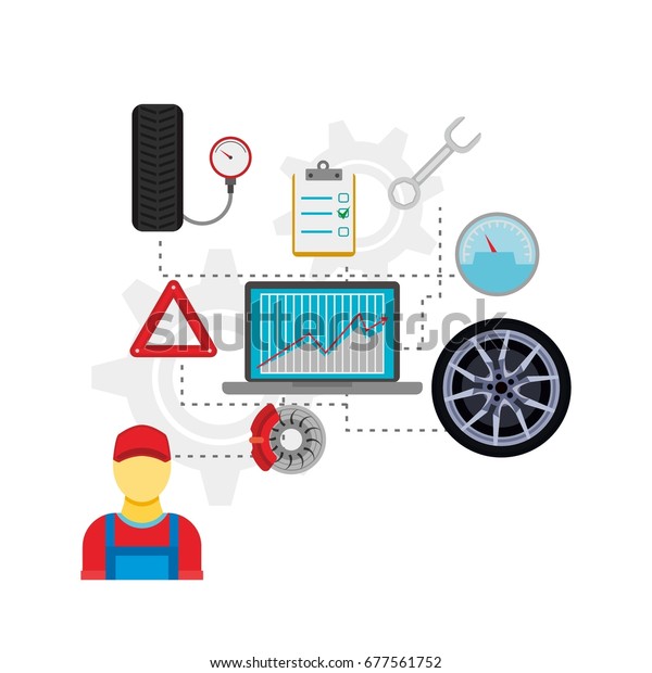Car Repair Service Workshop Set. Design\
Vector Illustration\
