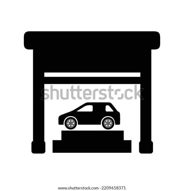 Car repair services shop icon | Black Vector\
illustration |