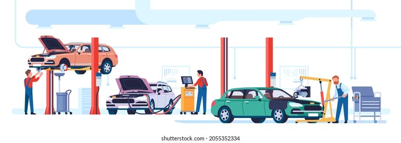 Car Repair Shop. Automotive Workshop. Mechanics