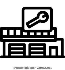 Car Repair Shop Building Logo Illustration Vector Icon
