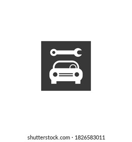 Car Repair Shop Icon Isolated Black and White Vector