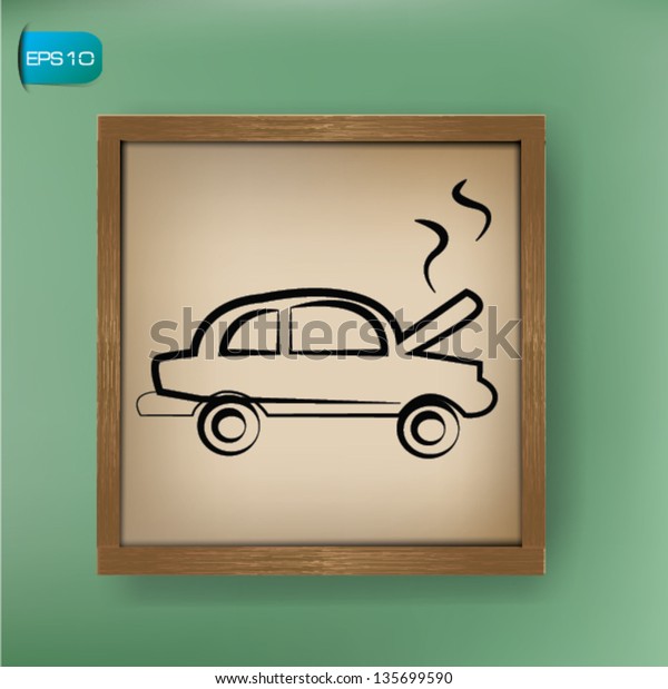 Car\
repair sign drawing on blackboard\
background,vector