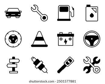 car repair and tools icon symbol vector template collection