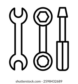 Car Repair Tools Vector Line Icon Design