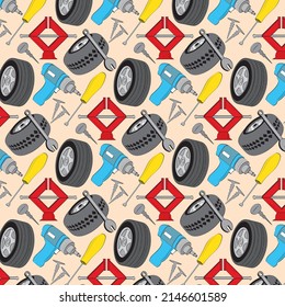 Car repair tools vector pattern