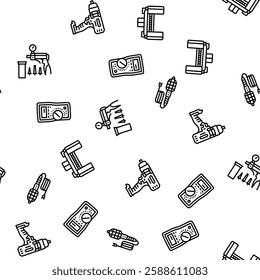 car repair tools wrench vector seamless pattern thin line illustration