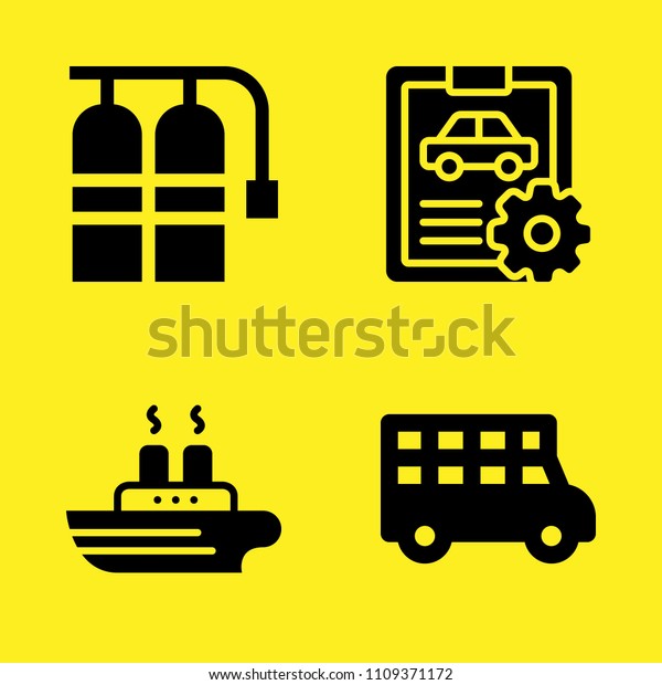 car repair,\
transportation truck, ship and oxygen tank vector icon set. Sample\
icons set for web and graphic\
design