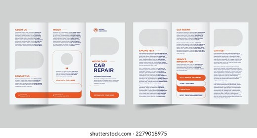 Car Repair trifold brochure template. A clean, modern, and high-quality design tri fold brochure vector design. Editable and customize template brochure