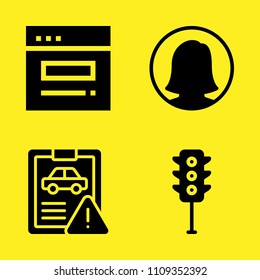car repair, user, browser and traffic light vector icon set. Sample icons set for web and graphic design