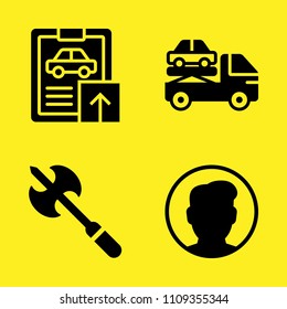 car repair, user, crane and axe vector icon set. Sample icons set for web and graphic design