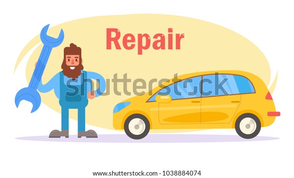 Car Repair Vector Cartoon Isolated Art Stock Vector (Royalty Free ...