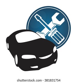 Car repair vector for, a screwdriver and wrench