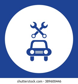 Car repair. Vector icon blue and white
