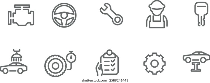 car repair vector icons set