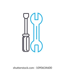 Car repair vector thin line stroke icon. Car repair outline illustration, linear sign, symbol concept.