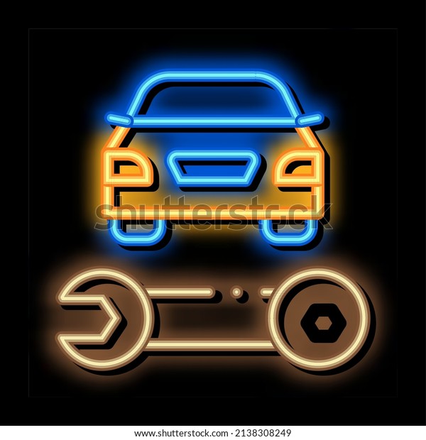 Car\
Repair Wrench neon light sign vector. Glowing bright icon Car\
Repair Wrench sign. transparent symbol\
illustration