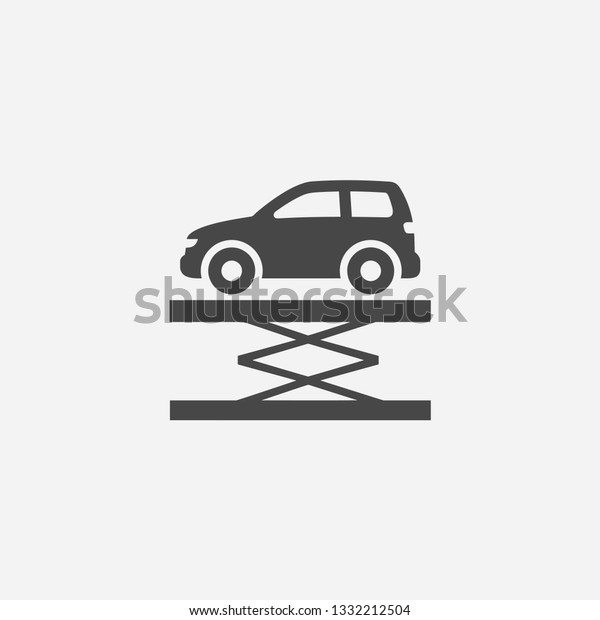 Car repairing service icon. Car lifting for\
maintenance works icon\
concept.