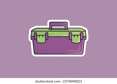 Ilustración vectorial de la caja de herramientas de reparación de coches. Concepto de icono del equipo de herramientas de trabajo mecánico y fontanero. Kit de herramientas para el diseño vectorial de pegatinas para constructores o tiendas industriales.