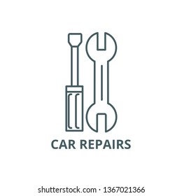 Car repairs line icon, vector. Car repairs outline sign, concept symbol, flat illustration
