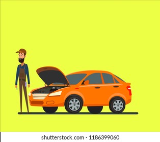Car repairs. The mechanic repairs the car.