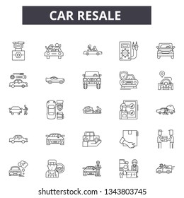Car resale line icons for web and mobile design. Editable stroke signs. Car resale  outline concept illustrations