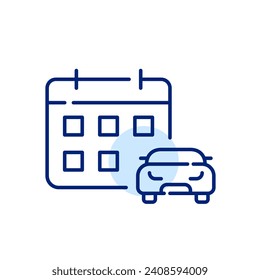 Car reservation app. Calendar and vehicle. Pixel perfect, editable stroke