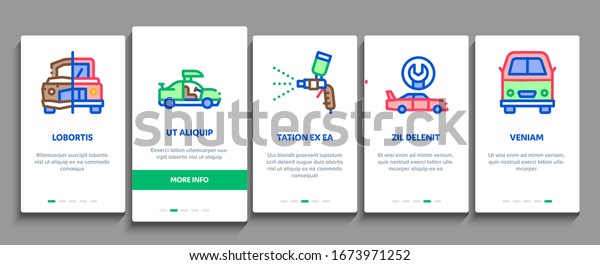 Car
Restoration Repair Onboarding Mobile App Page Screen Vector.
Classic And Crashed Car Restoration, Painting Body And Fixing
Engine, Wheel And Details Color Contour
Illustrations