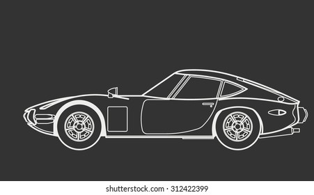 Car retro muscle draw
