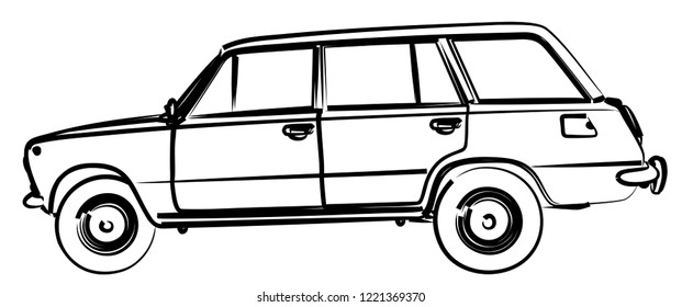 Car retro sketch.